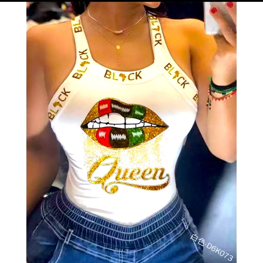 Polyester tank “Black Queen” shirt.